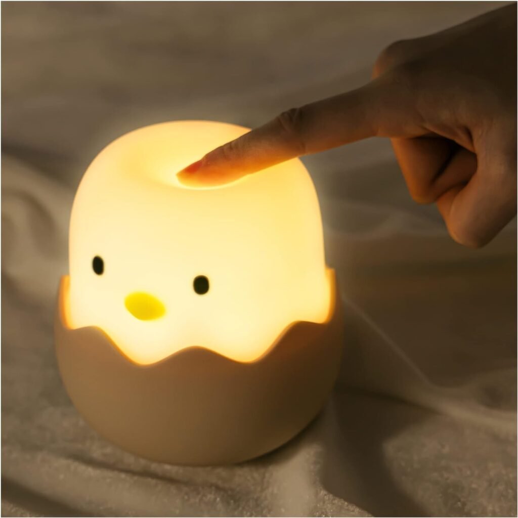 UNEEDE Cute Night Light for Kids, Kawaii Chicken Lamp for Bedroom Decor, Silicone Cute Lamp for Baby Girls, Rechargeable Squishy Lamp with Touch Control for Teen Toddler Children Women Gift